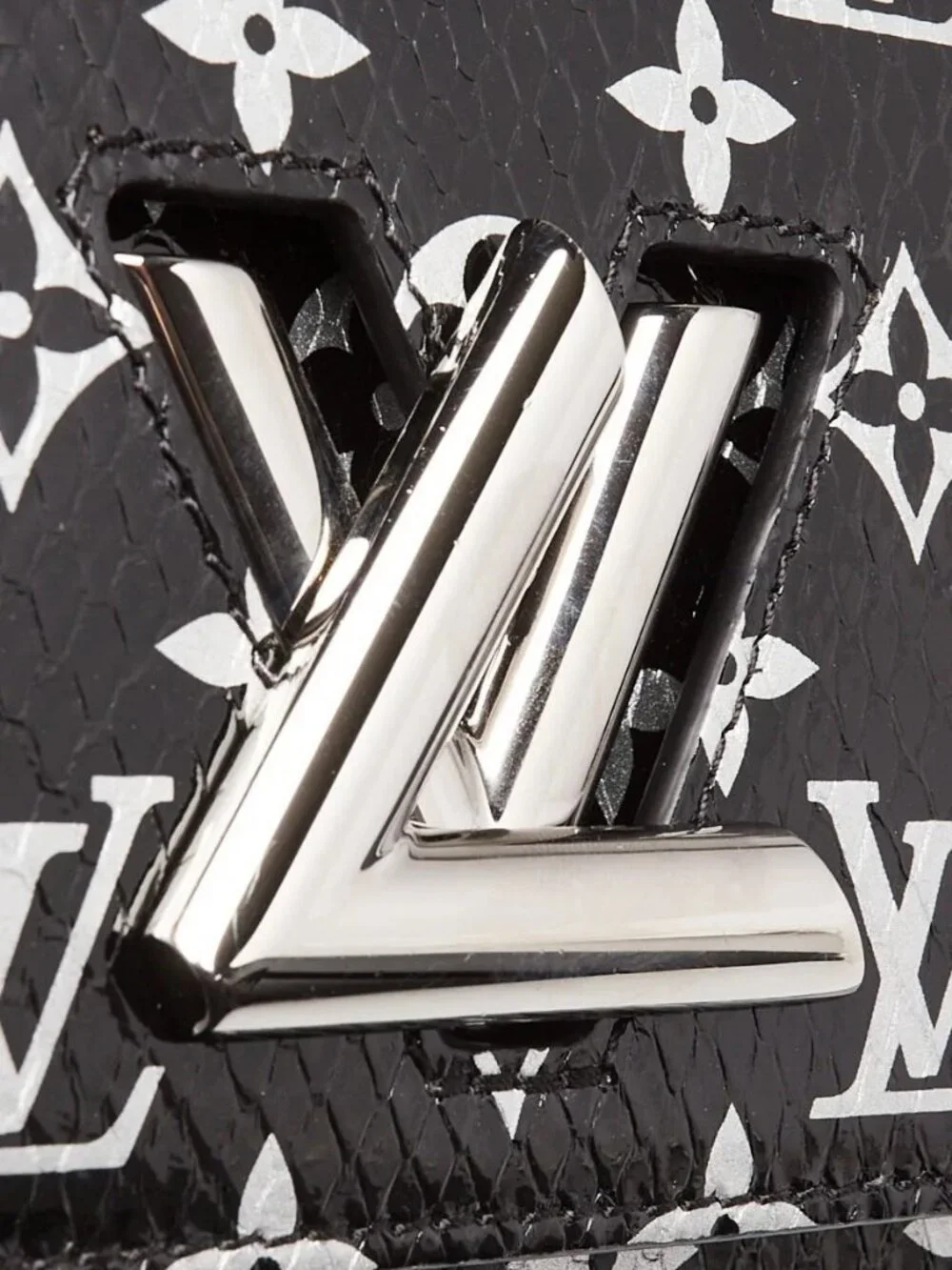 Louis Vuitton Black/Silver Monogram Python Twist PM Bag